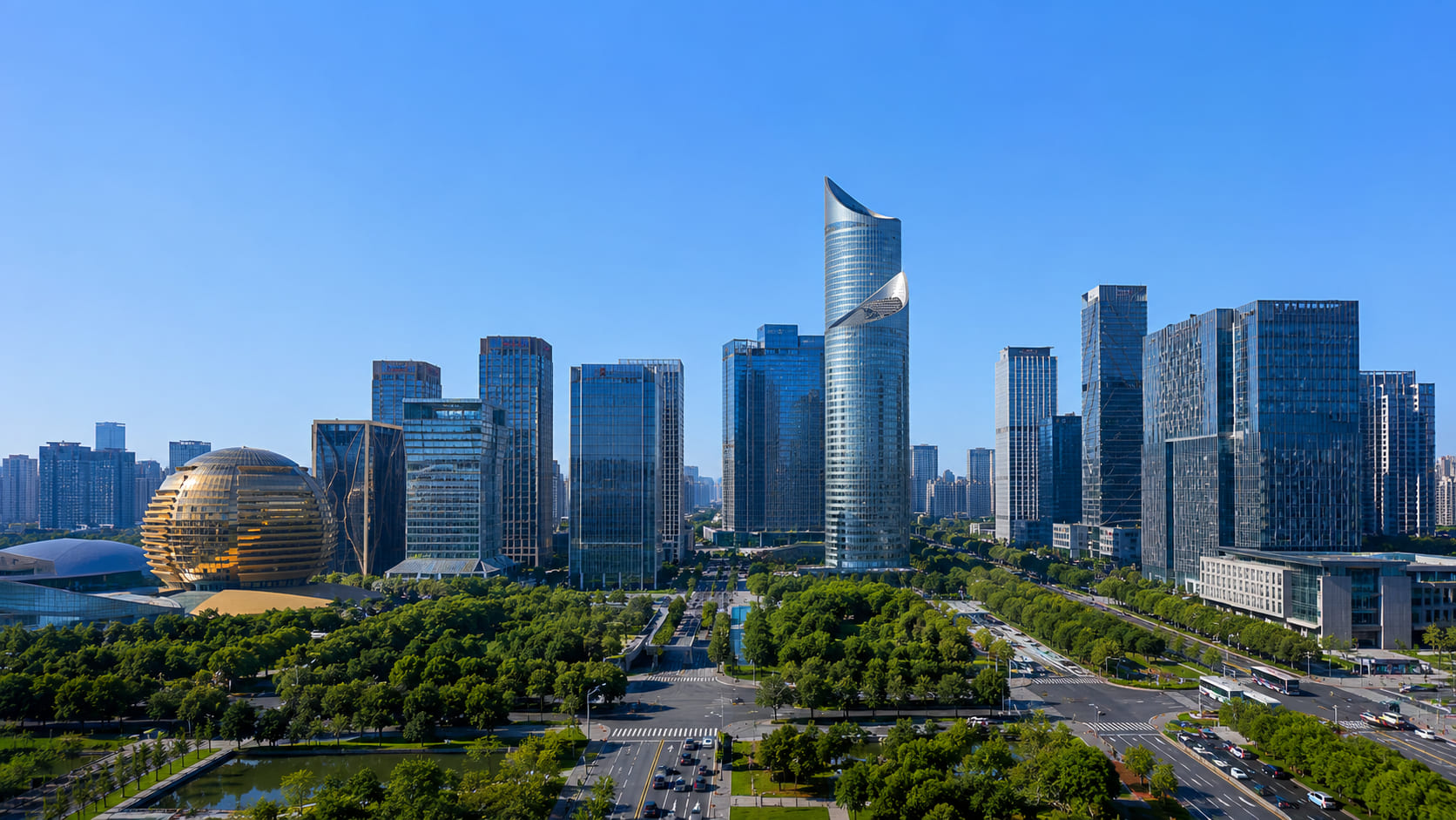 Hangzhou Central Business District in Zhejiang Province, China