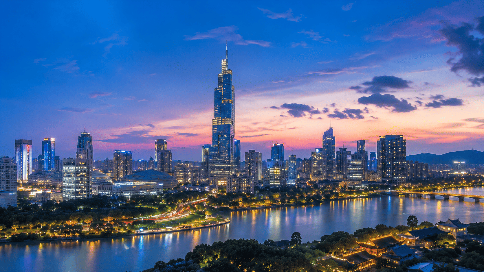 Nanjing city skyline China